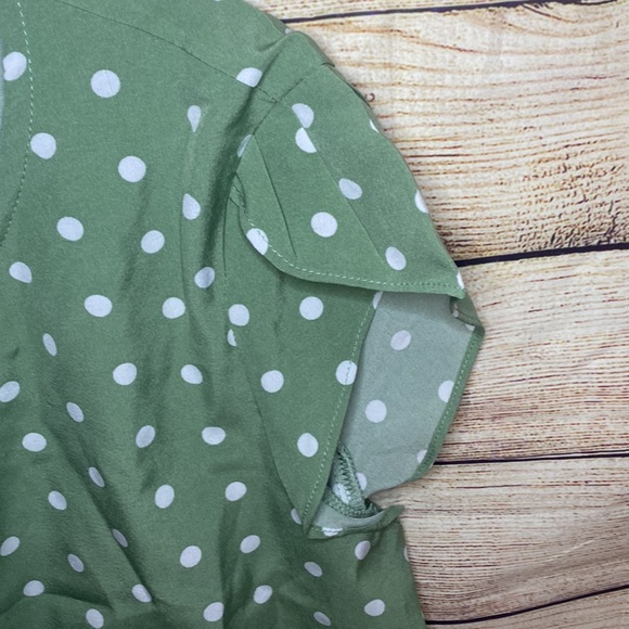 Women's Fashion Summer Round Neck Polka Dot Print Short Sleeve Casual Tops - Picture 4 of 6